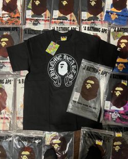 Bape x chromes hearts black and white tee