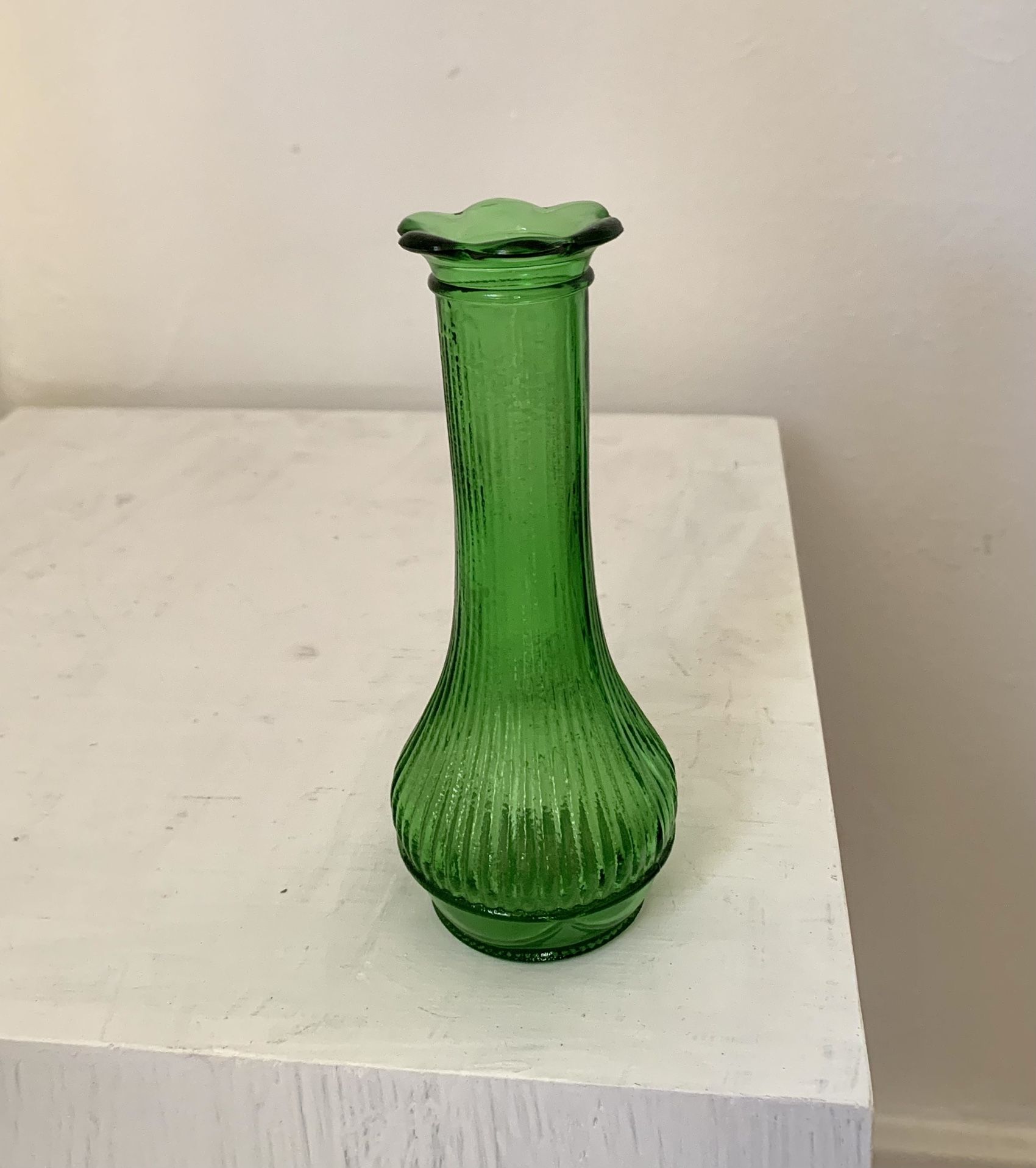 Rare RANDALL Green Flower Mouth Bud Vase Green Glass Art Deco Hollywood Regency Vintage Antique Vtg Retro
