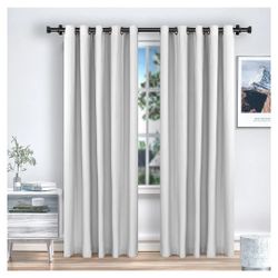 Black Curtain Rods for Windows 48 to 168 Inches, 1 Inch Diameter Telescoping Drapery Rod Set