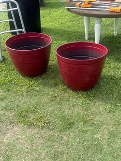 Pair of Large Burgundy/Red Outdoor Garden Planters