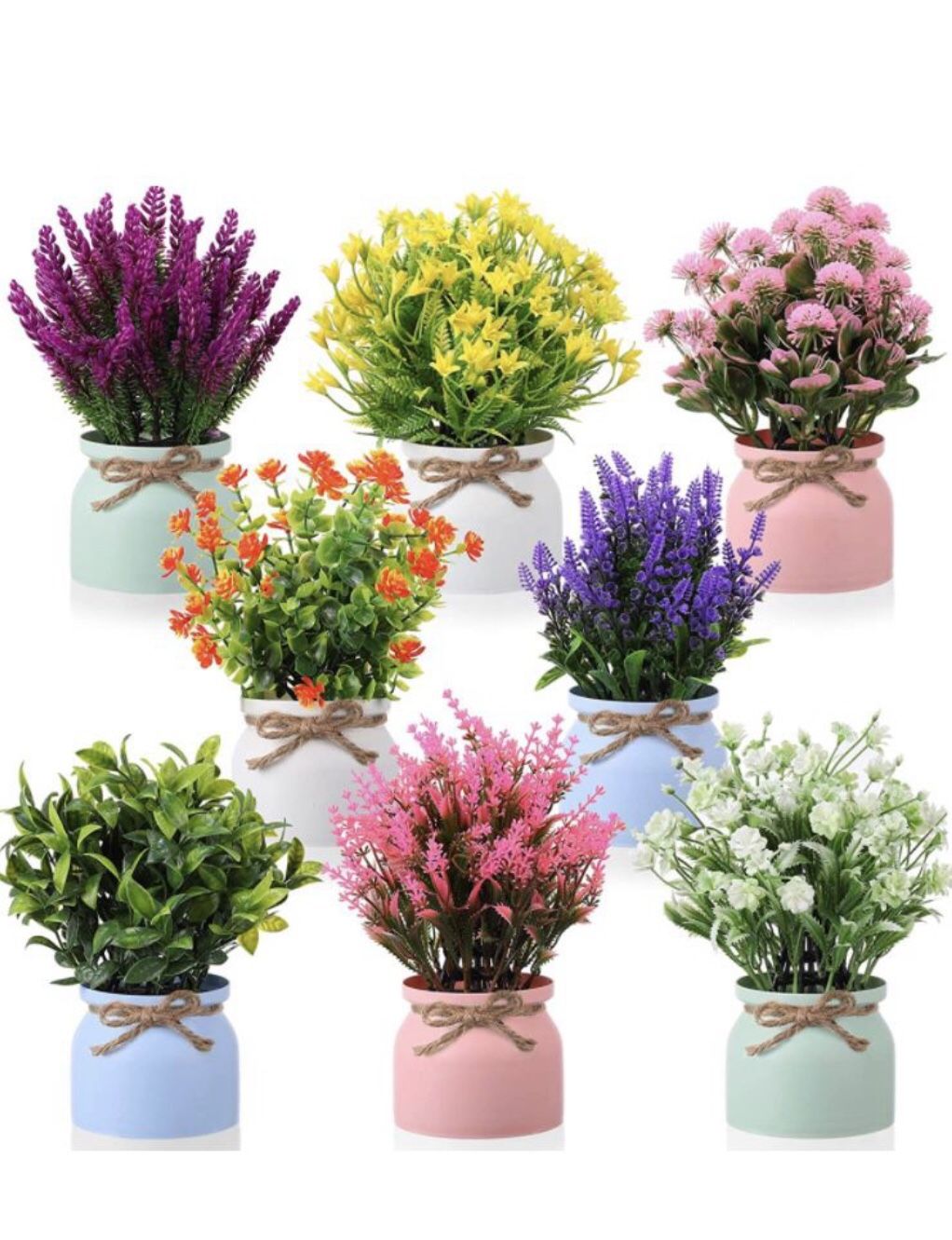 Artificial Potted Flowers Fake Plants Plastic For Home Decor Indoor (NEW)