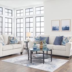 Cashton Snow Living Room Set (Sofa Loveseat Couch Sectional Options 