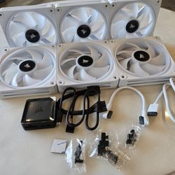 2 sets of Corsair iCUE LINK QX120 RGB White Fans – 6 fans total