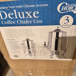Choice Deluxe Stainless Steel 48 Cup Coffee Chafer Urn with Chrome Accents - 3 Gallon