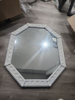 34" X 29" white  vintage mirror