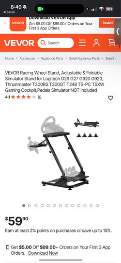 VEVOR Racing Wheel Stand, Adjustable & Foldable Simulator Stand for Logitech G29 G27 G920 G923, Thrustmaster T300RS T300GT T248 TS-PC TSXW Gaming Cock