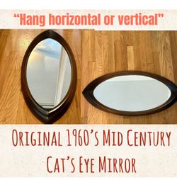 Vintage Mid Century Modern Mirror — Syroco Oval Cat’s Eye Wall Mirror — McM Atomic 60’s
