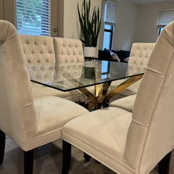 Dinner Table, Dining Table, Glass Table, Chairs 