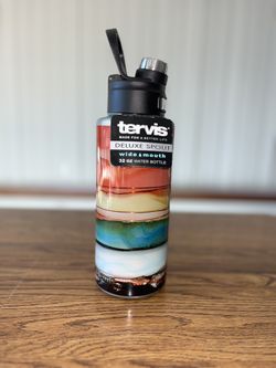 TERVIS 32oz Wide Mouth Deluxe Spout Stainless Steel Water Bottle, Ombre, NEW