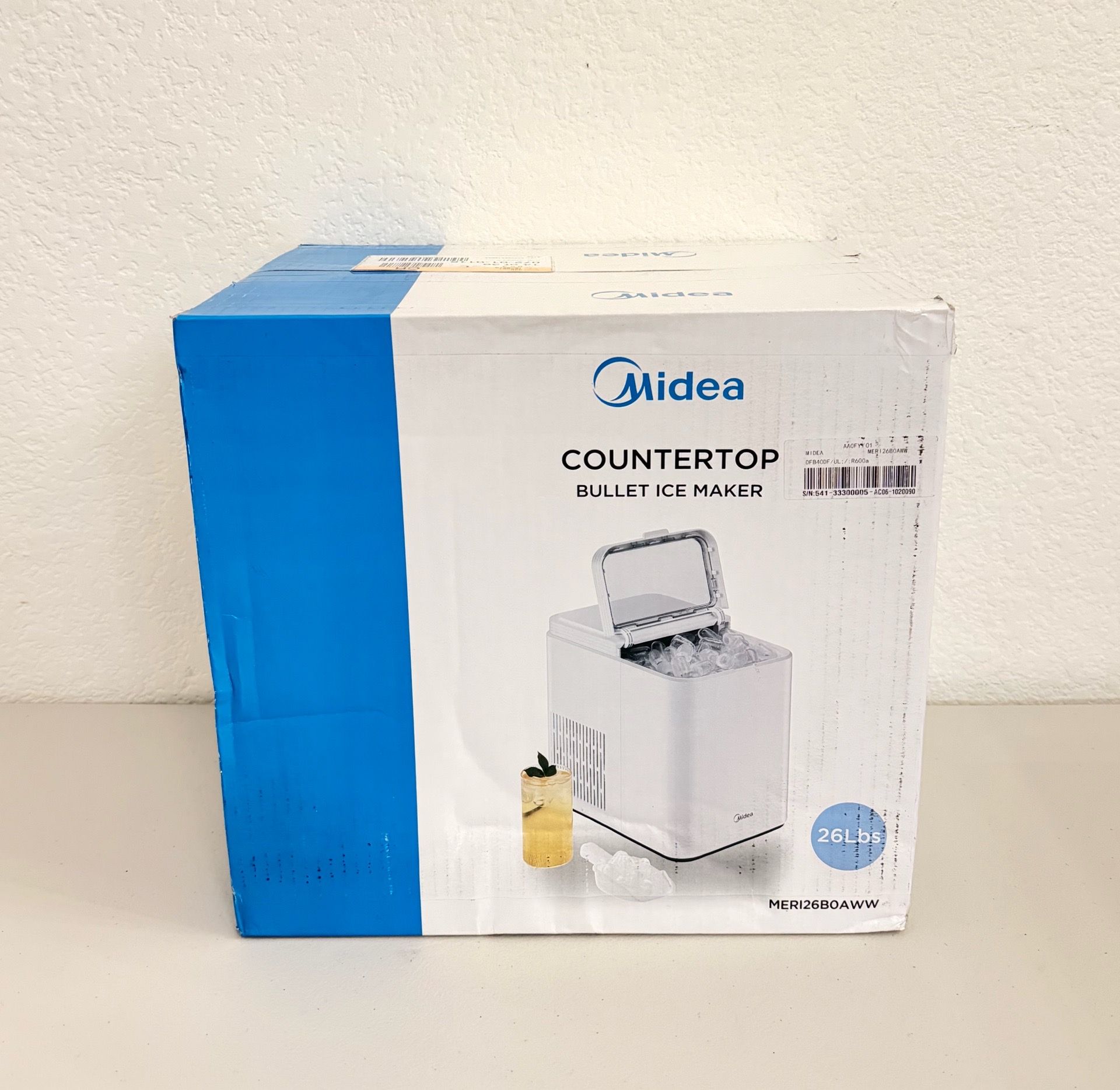 NEW Midea Ice Maker Countertop, Bullet Ice, 26 lbs Daily Production, 2 Ice Sizes