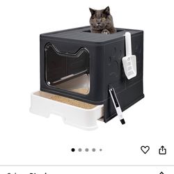 Foldable Cat Litter Box with Lid, Enclosed Large Top Entry Anti-Splashing Easy to Clean Including Scoop and 2-in-1 Cleaning Brush