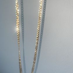 Italian 18k Gold Plated 925 Sterling Silver Cuban Chain