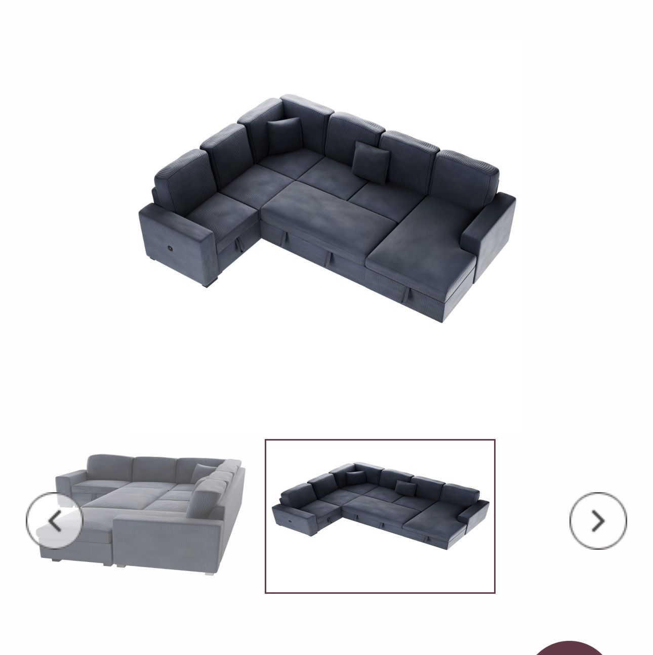 $650 Sectional Pull Out Bed With Storage Plus Chaise Storage USB
