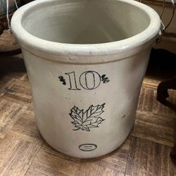 Antique Rustic Farmhouse Huge Pottery Crock Planter 