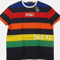 Polo Ralph Lauren Men's Rainbow Striped Jersey Classic Fit Crew-Neck T-Shirt