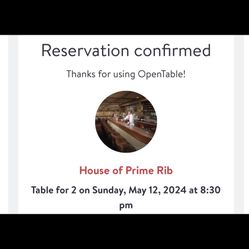 House Of Prime Rib Reservation 