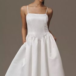 White Basque Waist Dress - -Anthropologie BHLDN $80