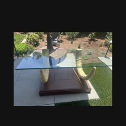 Beautiful Glass Top , Wood Base , Coffee Table 