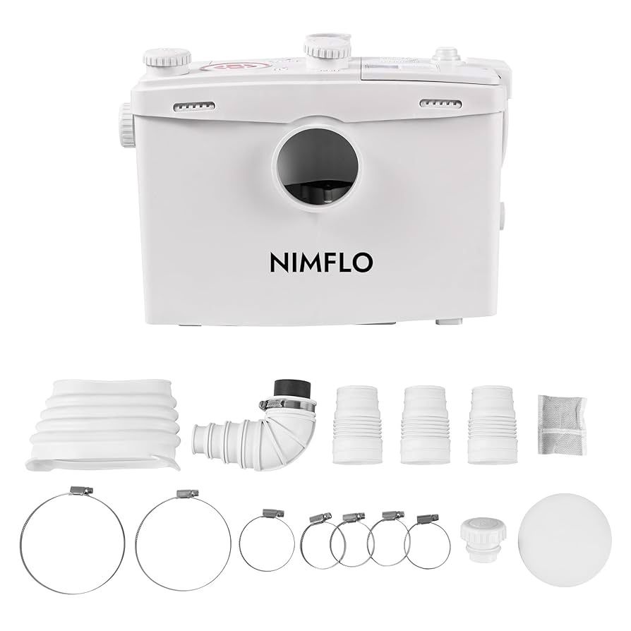 1500W Upflush Macerator Toilet Pump with Heavy-Duty Grinding Blade, 2800GPH Sewage Pump System, 32.8FT Lift, 4 Water Inlets & Dual Outlets for Basemen