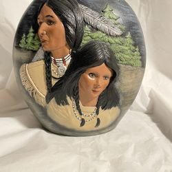 Native American 3-D Painted Ceramic Vase