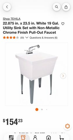 Laundry/Utility Sink 22.8in.x23.5in. With Chrome Faucet Included NEW PICK UP ONLY LOCATED BY W.63rd St and S.California Ave.