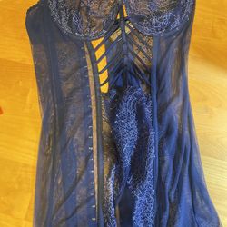 Victoria Secret Lingerie Corset Royal Blue Attachable 34B