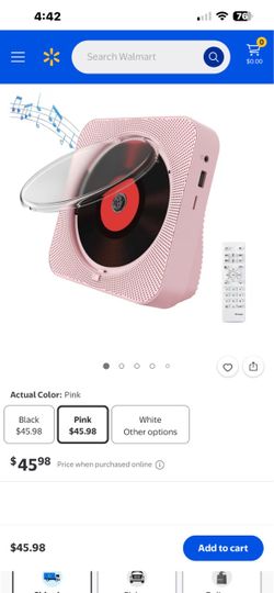 Pink Portable CD Player with Remote