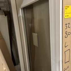 32x80 Exterior Door Full Glass  White Fiberglass 