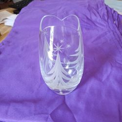 Designs Christmas Tree and Stars Crystal Cut Vase