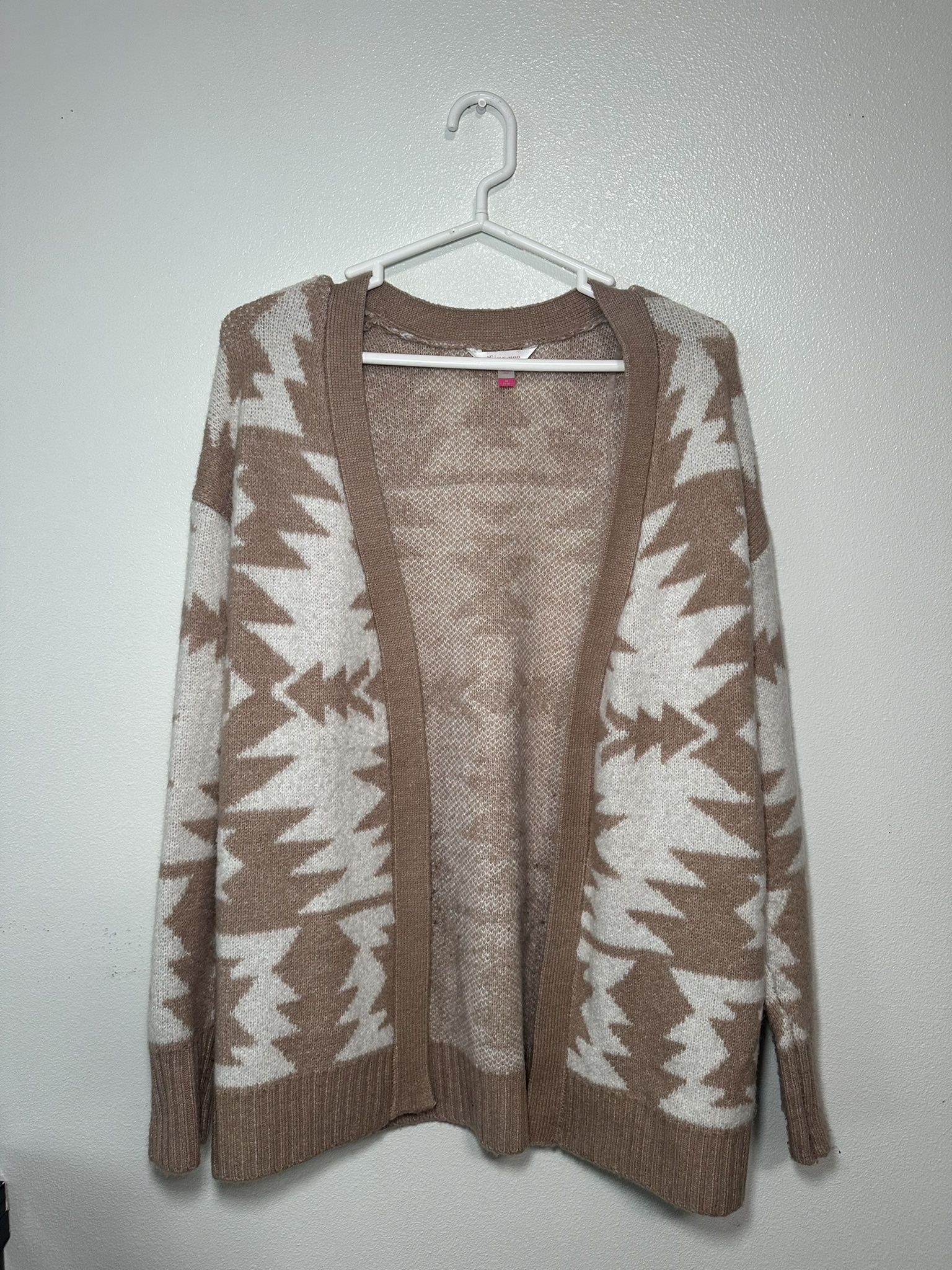 Beige And White Cozy Cardigan - Medium