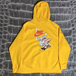 Nike Sun Splash Yellow Fleece Hoodie Graphic Print Front & Back - Men’s Size L