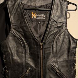 Xelement Motorcycle Vest Black Leather Medium NEW w/tags