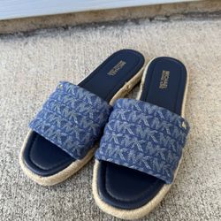 Women’s MICHAEL Michael Kors Women's Royce Espadrille Slides Denim Jute, Size 7