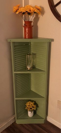Green Corner Shelf with Shutter Doors