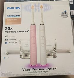 PHILIPS Battery Powered Sonicare Diamond Clean Rechargeable Toothbrush for Complete Oral Care 2-Pack Handles