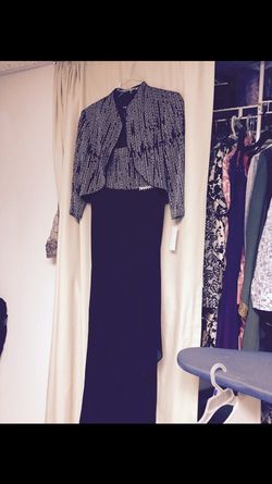 Brand new evening dress with jacket black and silver size 10