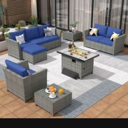 High Quality Fully Assembled In The Box Furniture Set Deep Seating Cushions With Fire Pit Propane 🆕