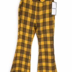 Yellow Plaid Flare Pants – 90s Style