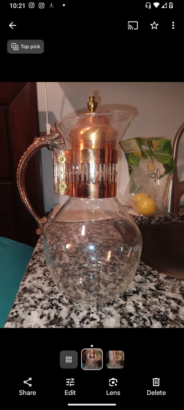 Glass Piece Copper Handle/Top