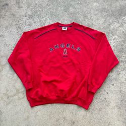 Vintage ANAHEIM ANGELS MLB Embroidered Baseball Crewneck Sweater