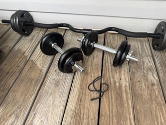 Weights plates 62lbs +curl bar & dumbbells handles