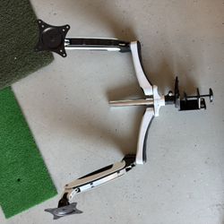 Adjustable Monitor Arm C Clamp Stand Holds Up To 2 27” Monitors