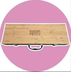 Brand New Bamboo BBQ Grilling Set with 5 Tools with Wooden Case Holder