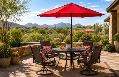 9 ft. Aluminum Market Crank and Auto-Tilt Patio Umbrella