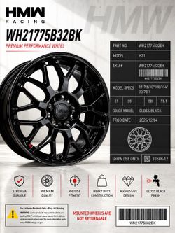 NEW 17” HMW Racing Gloss Black Performance Wheels