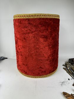 Vintage MCM 60s Crushed Velvet Swag Drump Lamp Shade