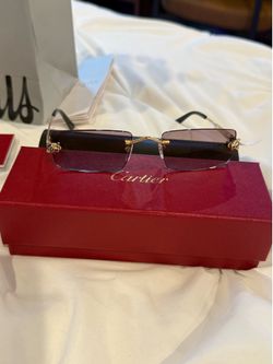 Cartier panthere rimless rectangular metal sunglasses