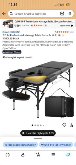 Portable Folding Massage Table Black
