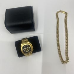 JX1 Chronograph Sport Watch + Cuban Link Chain 8mm