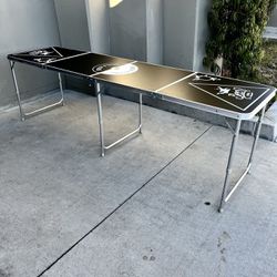 New In Box 8 Feet Long x 2 Feet Wide Beer Pong Foldable Aluminum Portable Game Table Party Camping Adjustable Height Ping Pong Balls Are Not Included 